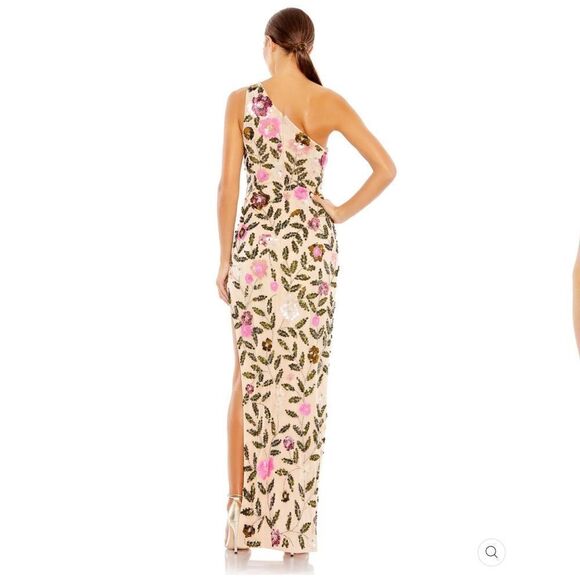 Mac Duggal 10903  Womens FLORAL SEQUINED ONE SHOULDER COLUMN GOWN - Picture 4 of 15